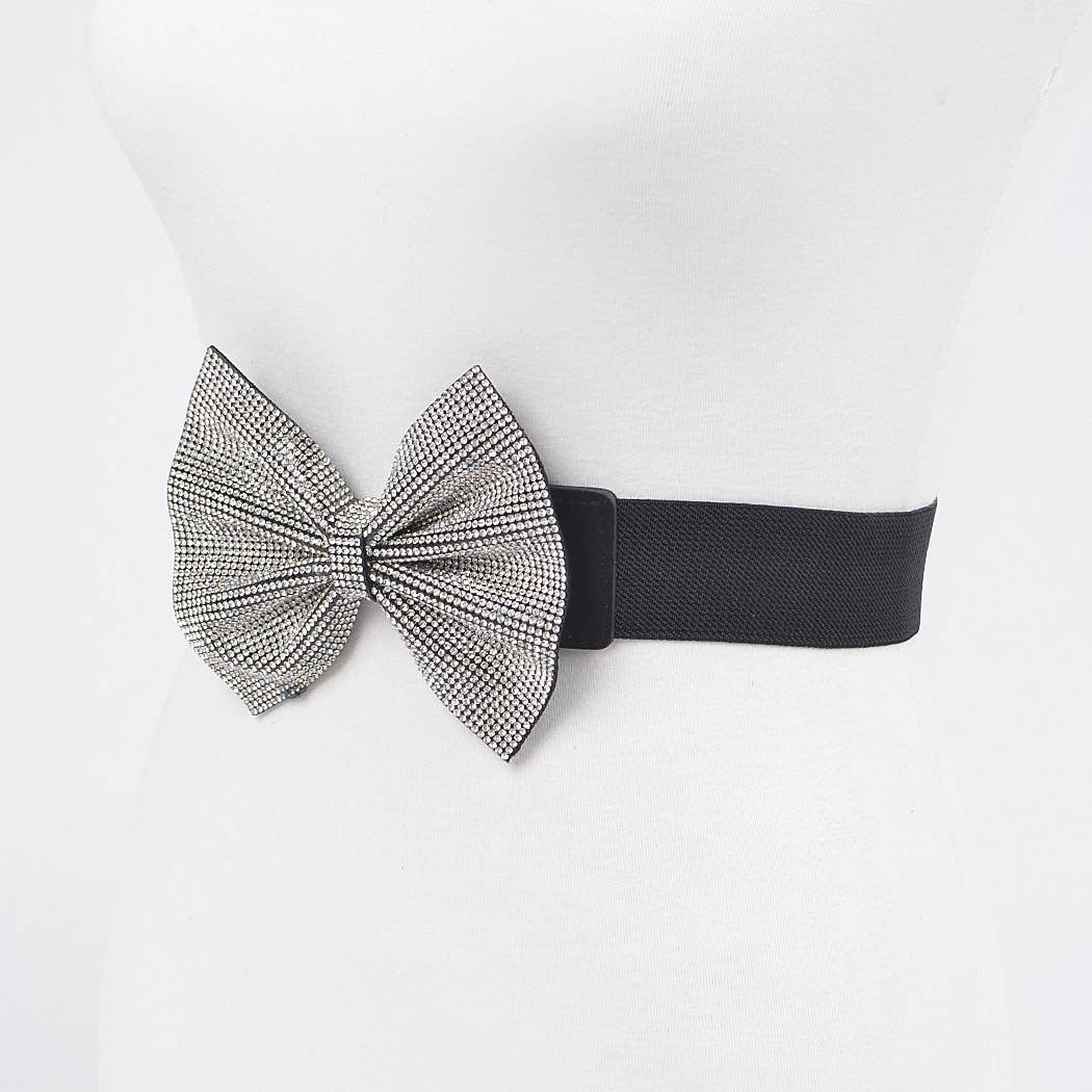 Rhinestone Ribbon Elastic Belt