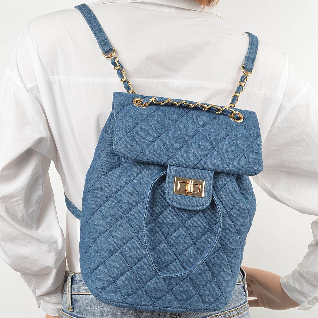 Quilted Denim Backpack