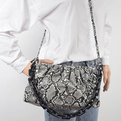 Faux Snake Skin Clutch with Linked Strap
