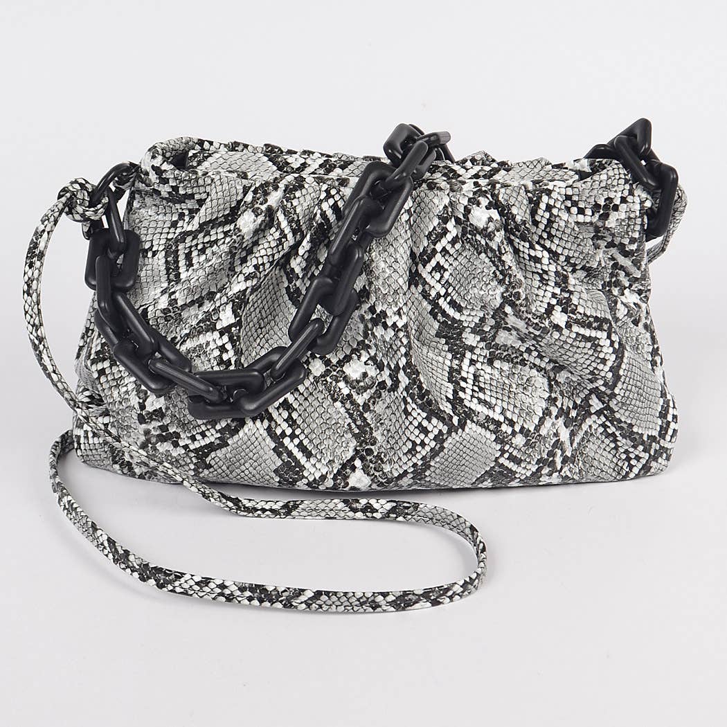 Faux Snake Skin Clutch with Linked Strap
