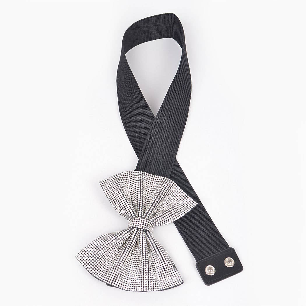 Rhinestone Ribbon Elastic Belt
