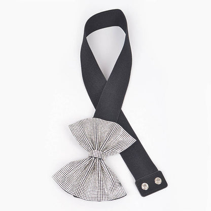 Rhinestone Ribbon Elastic Belt