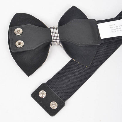 Rhinestone Ribbon Elastic Belt