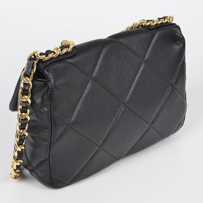 Quilted Vegan Leather Clutch W/Chain