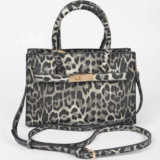 Faux Leopard Print Small Tote