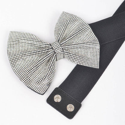 Rhinestone Ribbon Elastic Belt