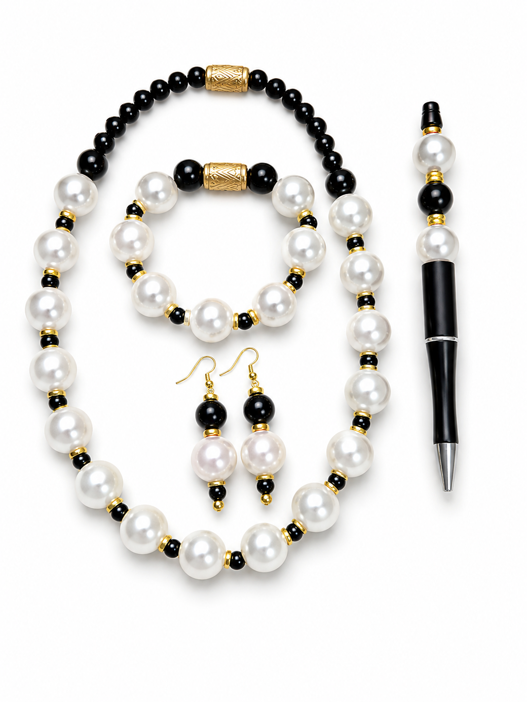 Black & Pearl Elegance 4-Piece Set