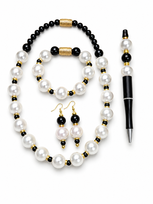 Black & Pearl Elegance 4-Piece Set