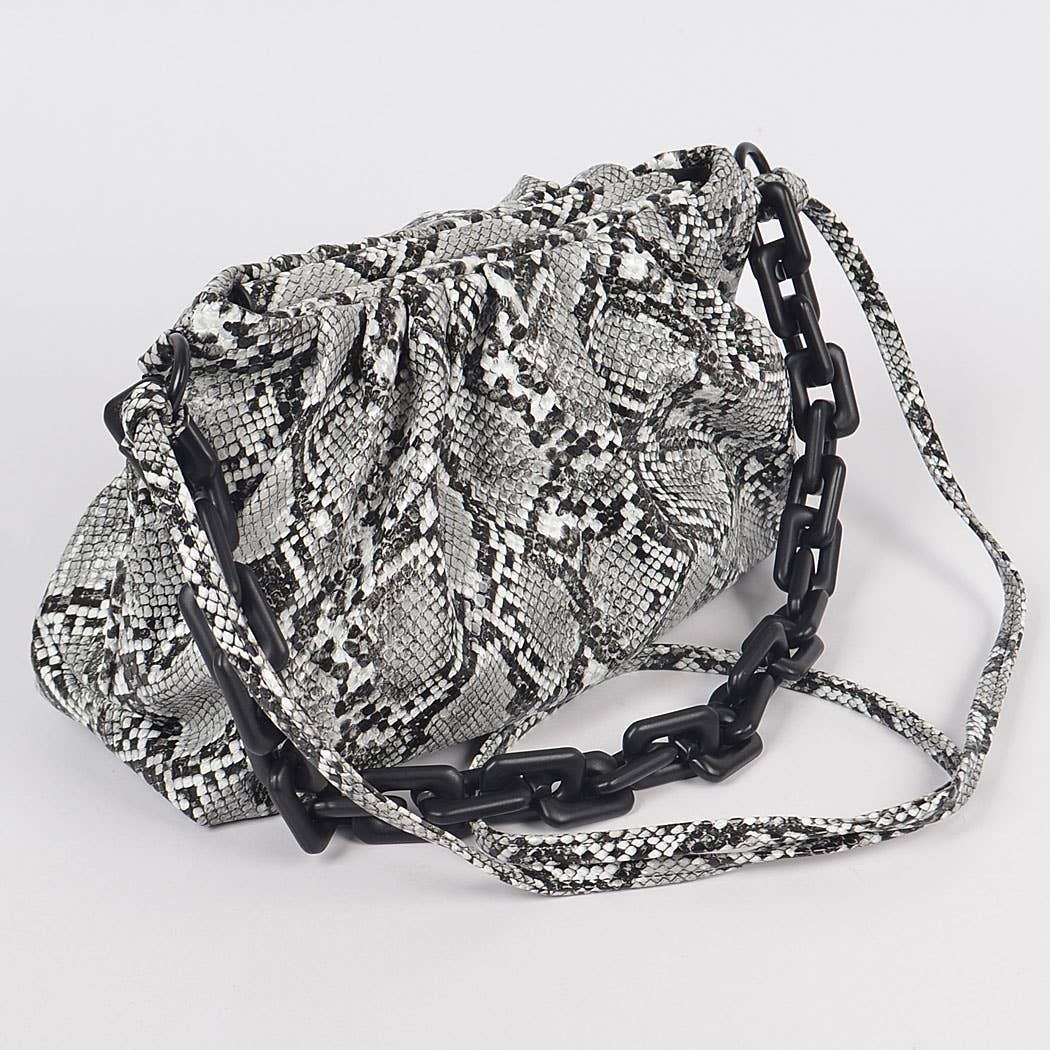 Faux Snake Skin Clutch with Linked Strap