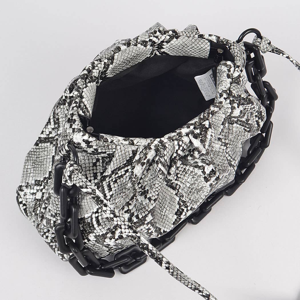 Faux Snake Skin Clutch with Linked Strap
