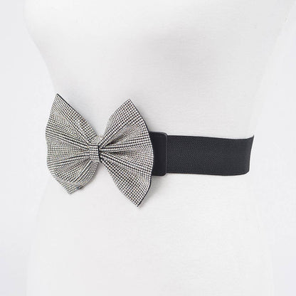 Rhinestone Ribbon Elastic Belt