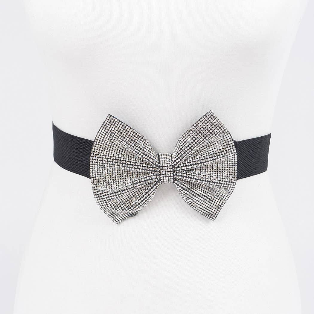 Rhinestone Ribbon Elastic Belt