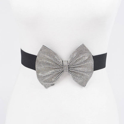 Rhinestone Ribbon Elastic Belt