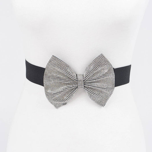 Rhinestone Ribbon Elastic Belt
