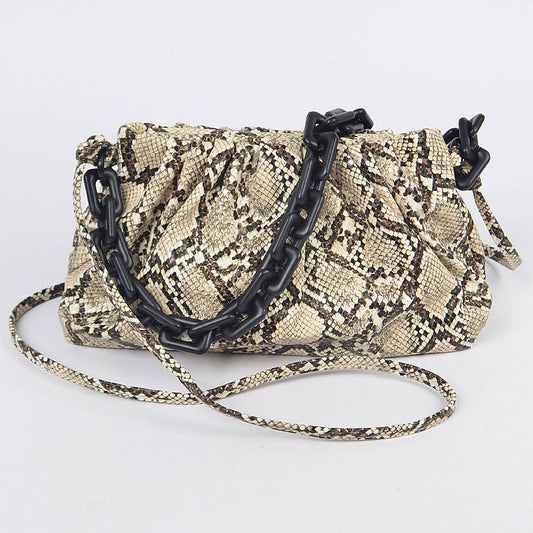 Faux Snake Skin Clutch with Linked Strap