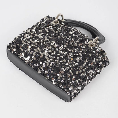Sequin and Vegan Leather Crossbody Bag